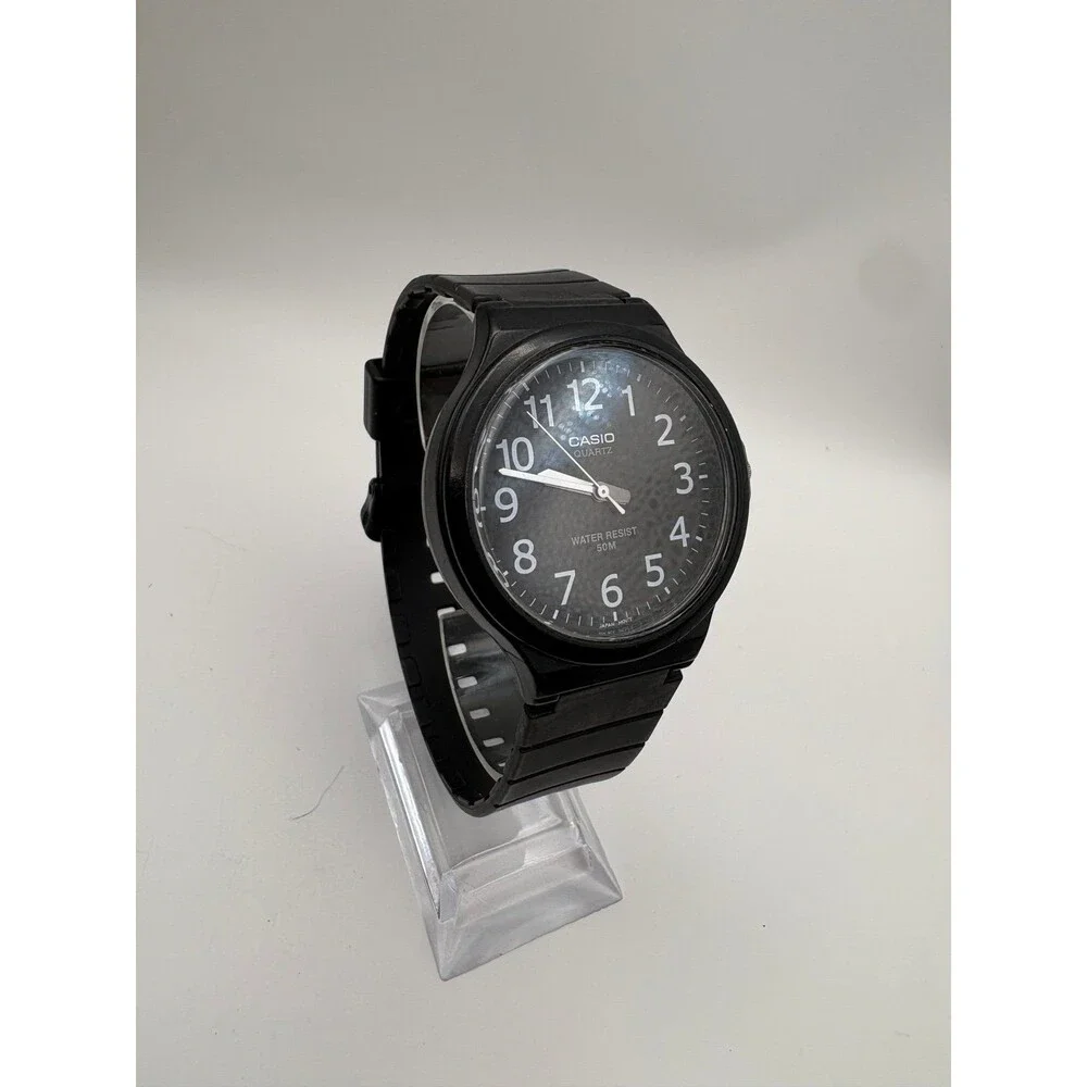 Casio MW-240 Men's Quartz Watch Black Dial White Arabic Numerals 50M Resin Strap